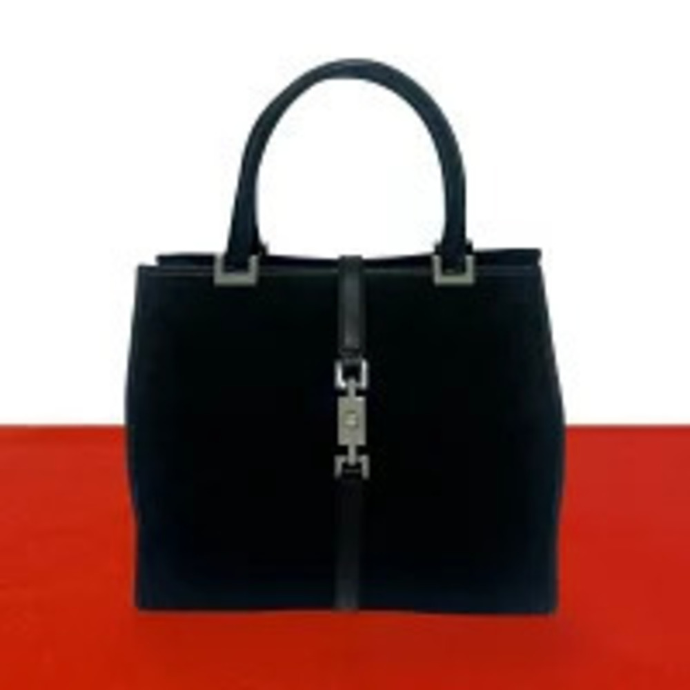 Gucci Jackie GG Canvas Leather Tote Bag Black